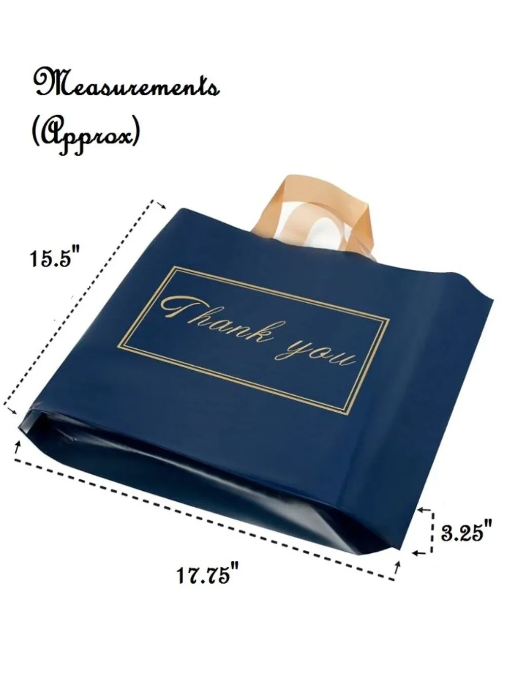 Thank You Boutique PVC Shopping Bags Party Guests Blue Gold, Bulk 40 Pcs *AS IS*